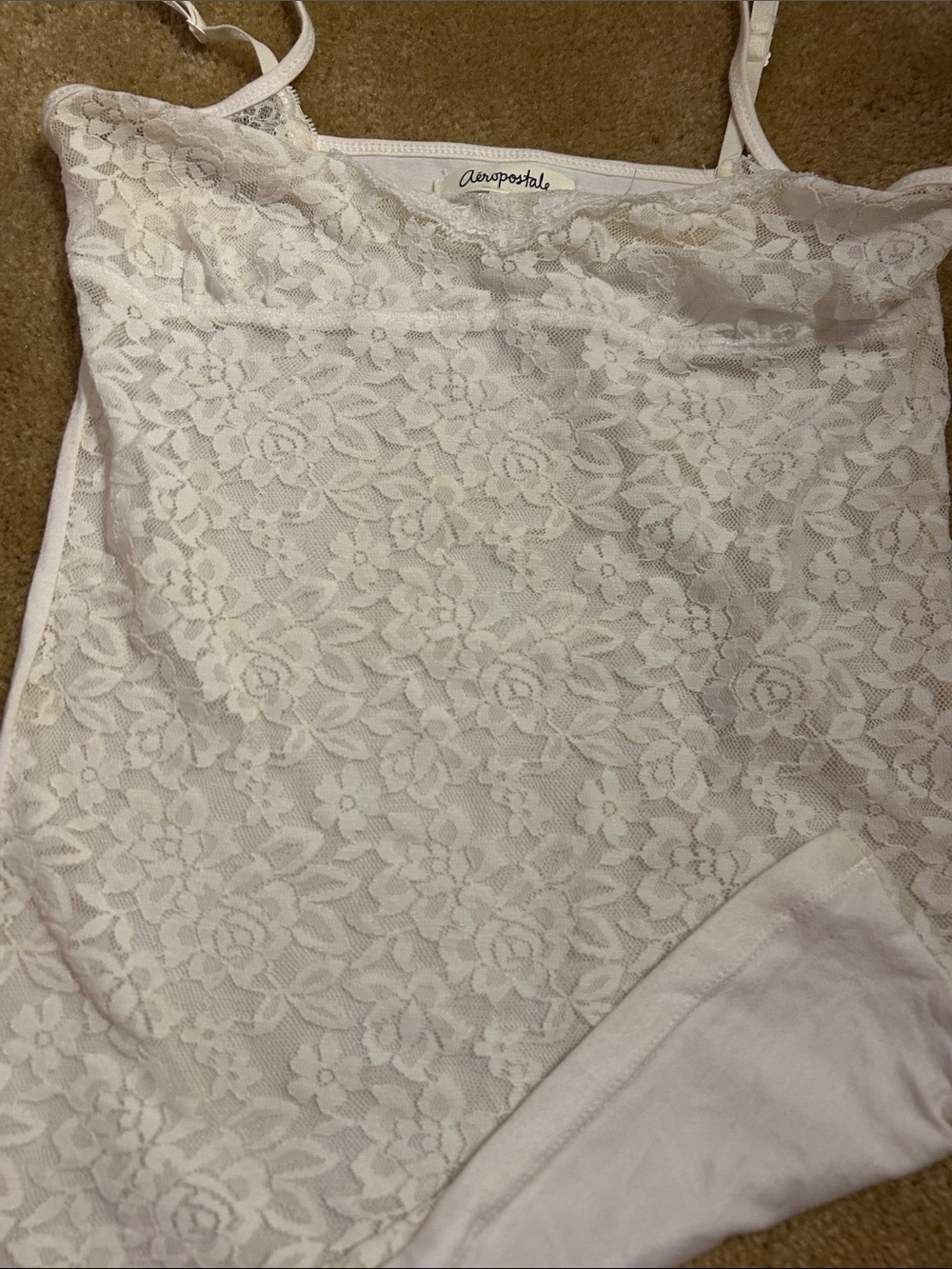 Aeropostale White Lace Floral Camisole